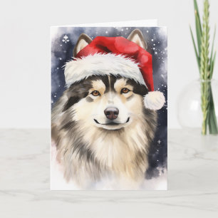 Alaska Malamute Hund jultomten Tassar Festive Tack Kort