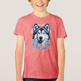 Alaska Malamute Hund omringad av Glöm Me-Nots T Shirt