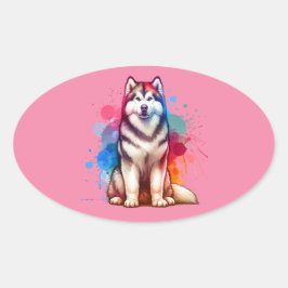 Alaska Malamute Hund Ovalt Klistermärke