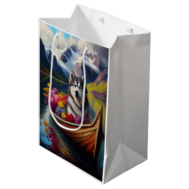 Alaska Malamute Hund på Paddle: En scen Äventyr (Framsidan Vinklad)