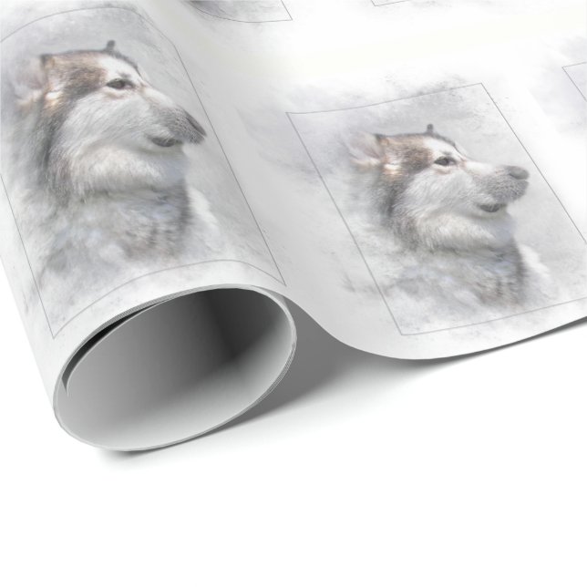 Alaska Malamute hund Presentpapper (Rullad Hörn)