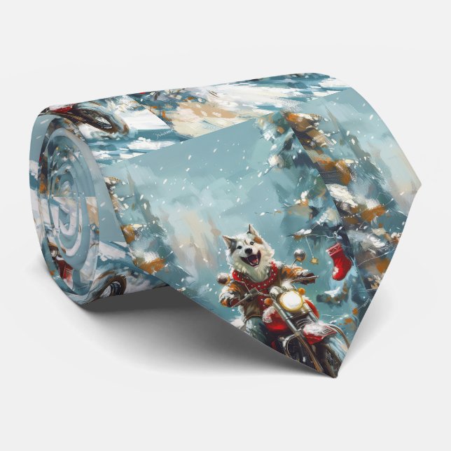 Alaska Malamute Hund Riding Motorcle jul Slips (Rullad)