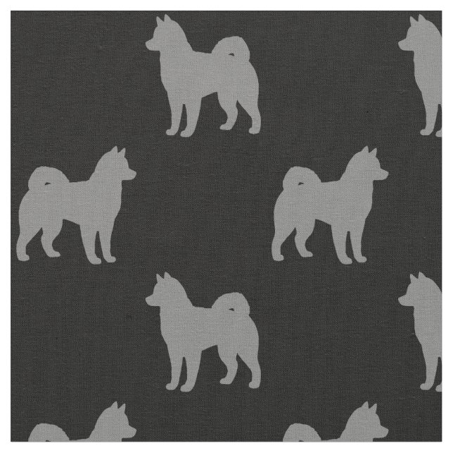 Alaska Malamute Hund Silhouettes Patterned Tyg (Närbild)