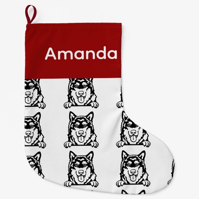 Alaska Malamute hund sockor Anpassade hund Sockar Stor Julstrumpa (Framsidan)
