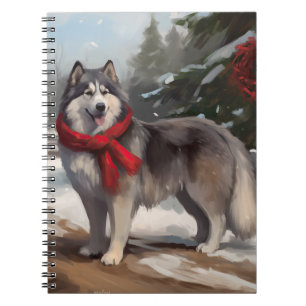 Alaska Malamute Hund under Snö-julen Anteckningsbok