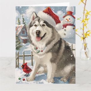 Alaska Malamute Hund Winter Wonderland jul Kort