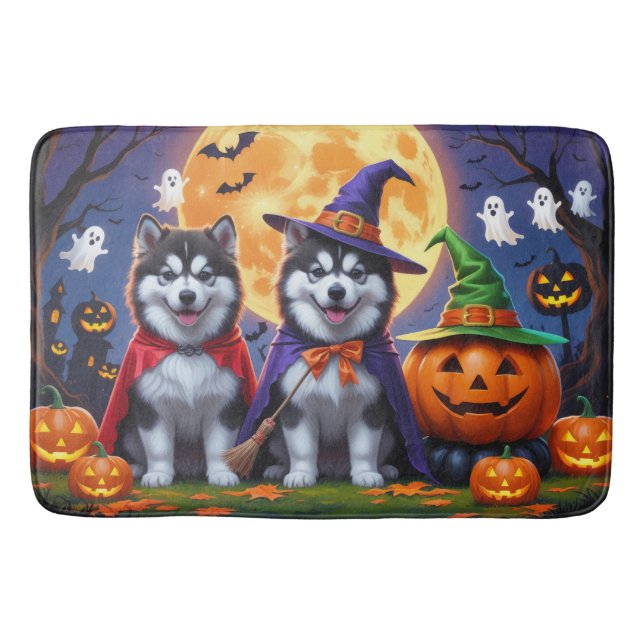 Alaska Malamute Hundar Pumpkin Halloween Funny Badrumsmatta (Framsidan)