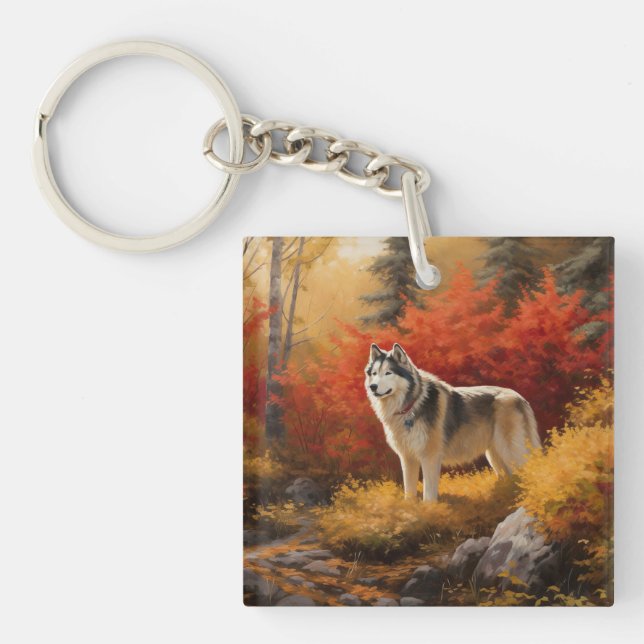 Alaska Malamute i Höst löv Fall Inspired (Framsidan)