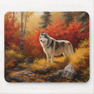 Alaska Malamute i Höst löv Fall Inspired Musmatta