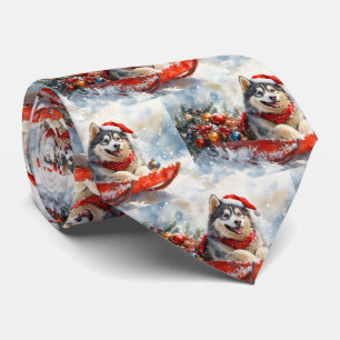 Alaska Malamute i Sledge Låt det snöa jul Slips