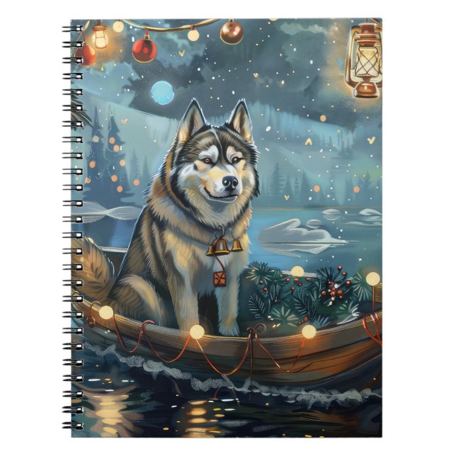 Alaska Malamute jul - festlig resa Anteckningsbok (Framsidan)