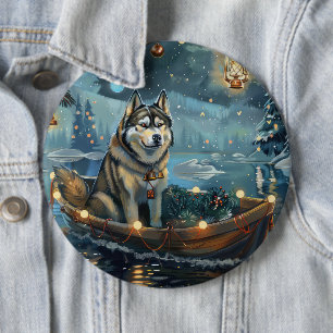 Alaska Malamute jul - festlig resa Knapp