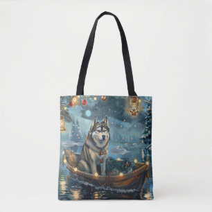 Alaska Malamute jul - festlig resa Tygkasse