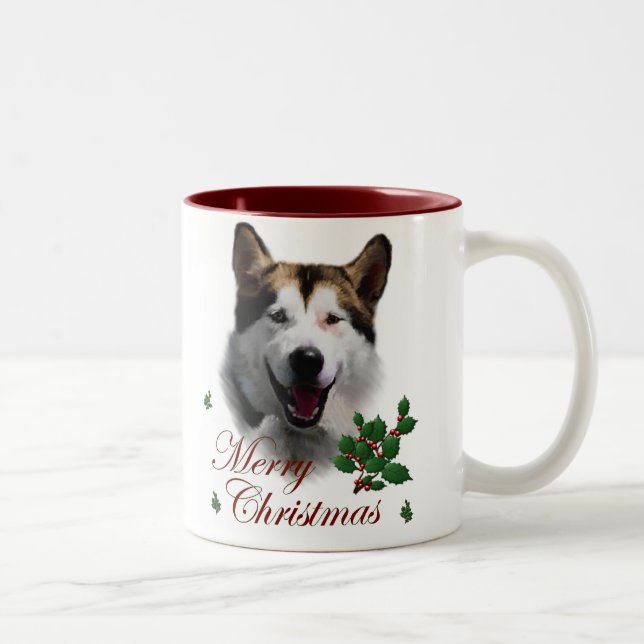 Alaska Malamute jul Två-Tonad Mugg (Höger)