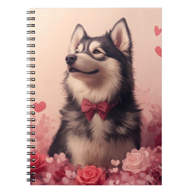 Alaska Malamute med Ro - Alla hjärtans dag Anteckningsbok (Framsidan)