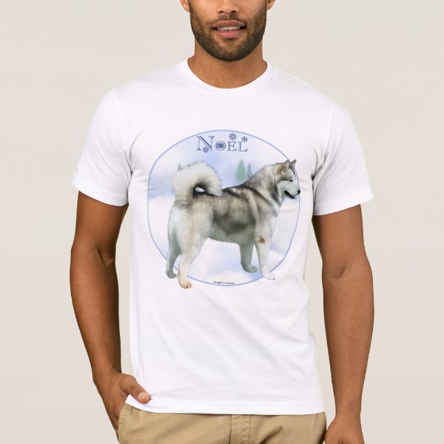 Alaska Malamute Noel Tee Shirt (Framsida)