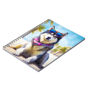Alaska Malamute på Beach, sommargåva Anteckningsbok