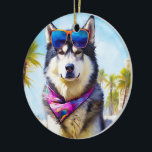Alaska Malamute på Beach, sommargåva Julgransprydnad Keramik<br><div class="desc">Tittar du perfektens sommargåva till hund älskare? Titta bara på den här fantastiska Hund på strandscenen! Den här öga-fångstdesignen fångar upp den här fina rasens lekande anda när den frossar på sanden och tar sig in i sol och surfa. Med sin livliga färg och verklighetstrogna detaljrikedom kommer den här designen...</div>