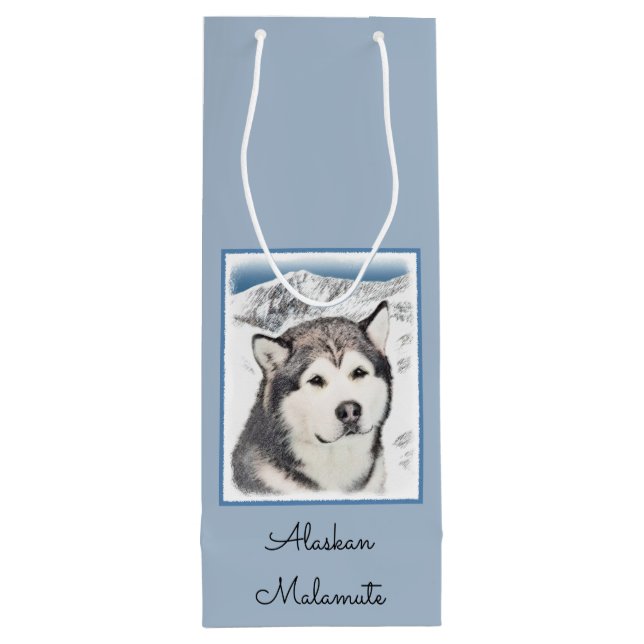 Alaska Malamute Painting - Cute Original Hund Art (Baksidan)