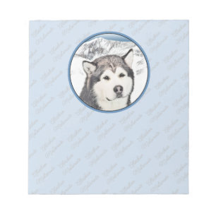Alaska Malamute Painting - Cute Original Hund Art Anteckningsblock