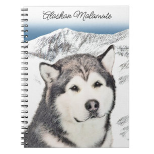 Alaska Malamute Painting - Cute Original Hund Art Anteckningsbok