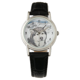 Alaska Malamute Painting - Cute Original Hund Art Armbandsur
