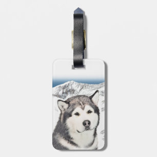 Alaska Malamute Painting - Cute Original Hund Art Bagagebricka