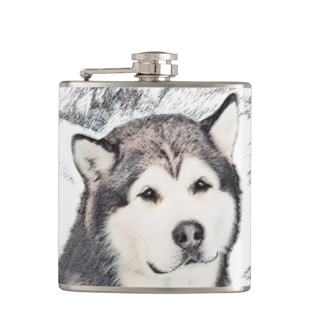 Alaska Malamute Painting - Cute Original Hund Art Fickplunta (Framsidan)