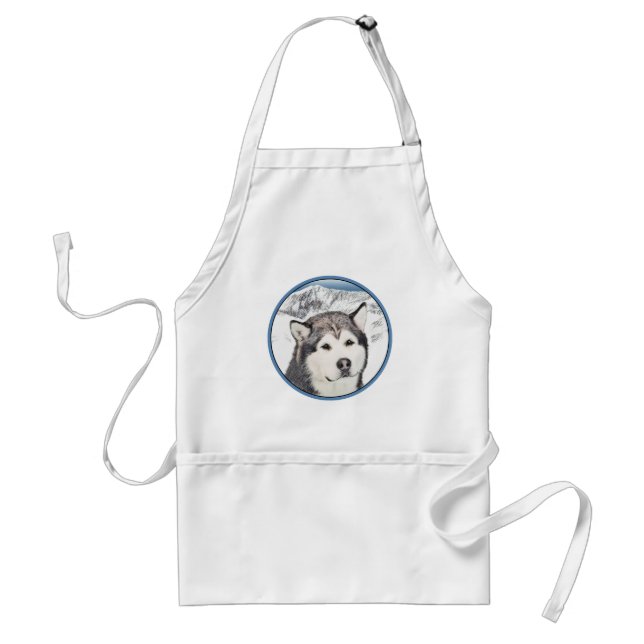 Alaska Malamute Painting - Cute Original Hund Art Förkläde (Framsidan)