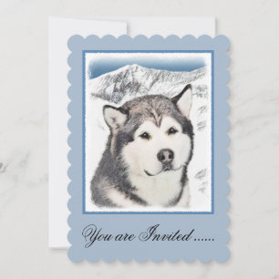 Alaska Malamute Painting - Cute Original Hund Art Inbjudningar