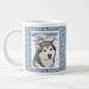Alaska Malamute Painting - Cute Original Hund Art Jumbo Mugg