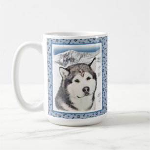 Alaska Malamute Painting - Cute Original Hund Art Kaffemugg