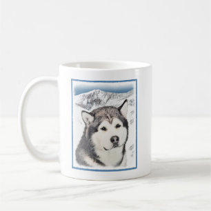 Alaska Malamute Painting - Cute Original Hund Art Kaffemugg