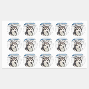 Alaska Malamute Painting - Cute Original Hund Art Klistermärke