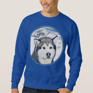 Alaska Malamute Painting - Cute Original Hund Art Lång Ärmad Tröja