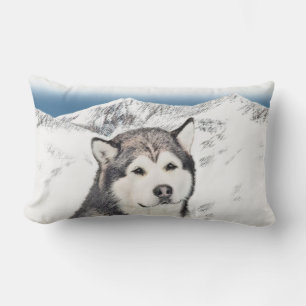 Alaska Malamute Painting - Cute Original Hund Art Lumbarkudde