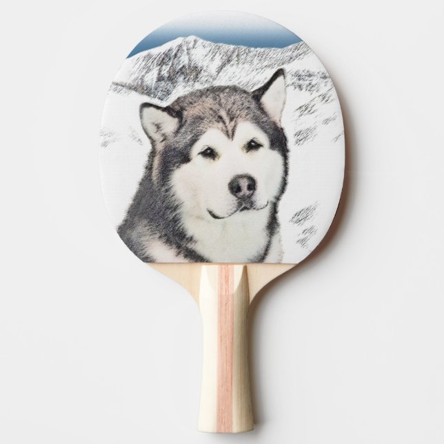 Alaska Malamute Painting - Cute Original Hund Art Pingisracket (Framsidan)