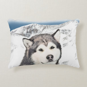 Alaska Malamute Painting - Cute Original Hund Art Prydnadskudde