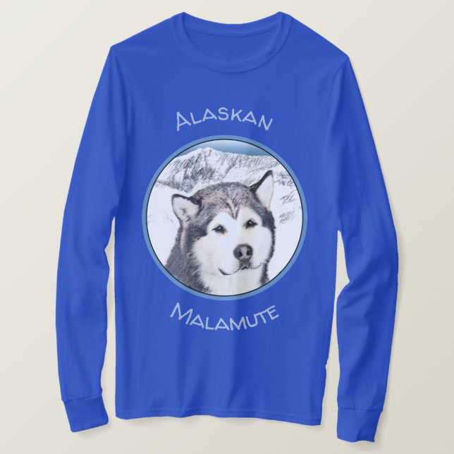 Alaska Malamute Painting - Cute Original Hund Art T Shirt (Design framsida)