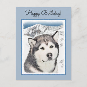 Alaska Malamute Painting - Cute Original Hund Art Vykort
