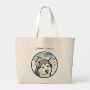 Alaska Malamute Painting Mal Mally Sled Hund Art Jumbo Tygkasse