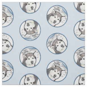 Alaska Malamute Painting Mal Mally Sled Hund Art Tyg