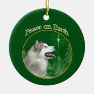 Alaska Malamute Peace Julgransprydnad Keramik