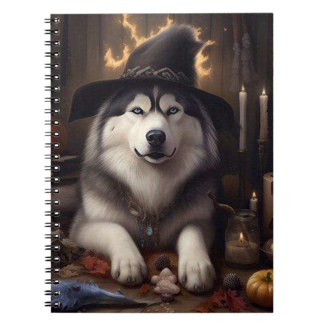 Alaska Malamute Pumpkins Halloween Scary Anteckningsbok (Framsidan)
