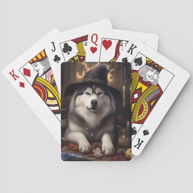 Alaska Malamute Pumpkins Halloween Scary Casinokort (Baksidan)