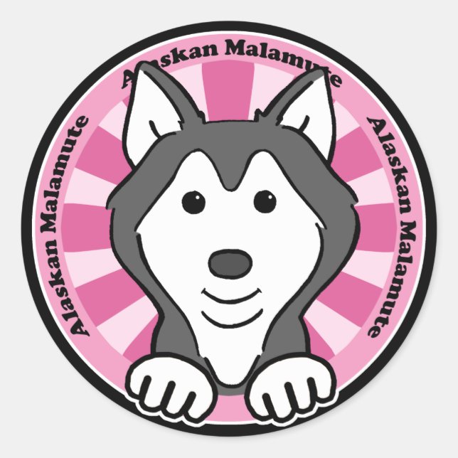 Alaska Malamute Runt Klistermärke (Framsida)