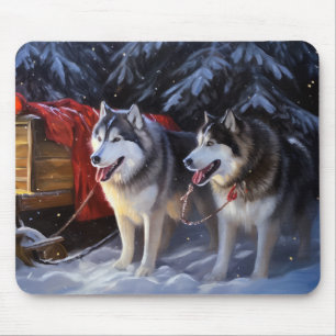 Alaska Malamute Snowy Sleigh Ride Jul Musmatta