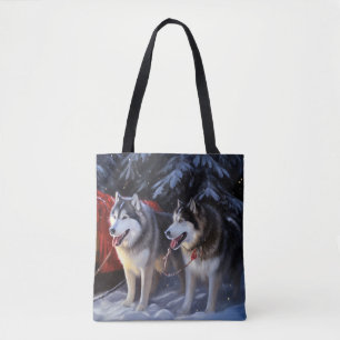 Alaska Malamute Snowy Sleigh Ride Jul Tygkasse