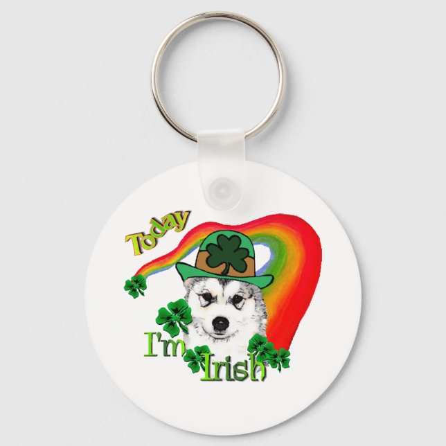Alaska Malamute St. Patrick's Day Nyckelring (Framsida)