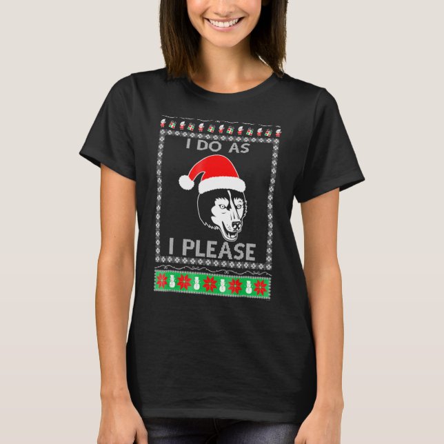 Alaska Malamute Ugly God jul T Shirt (Framsida)